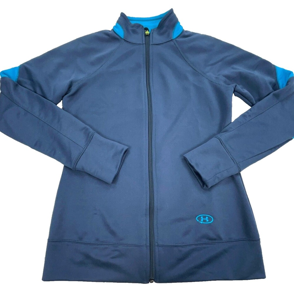 Under Armour Jacket Women‎ Small Blue Soft Shell Performance Track Suit Warm Up